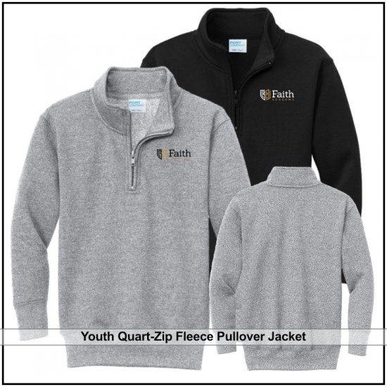 Youth Quarter-Zip Fleece Jacket Pullover with Embroidered Logo